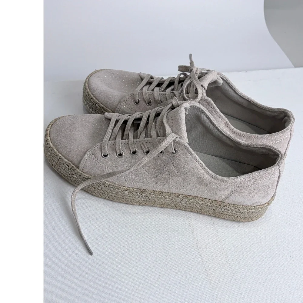 NWT‎ Tretorn Eve 2 Suede Espadrille Platform Sneakers Metallic Beige 9
